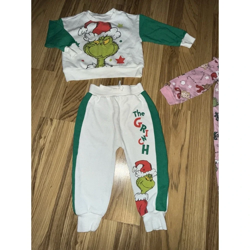 The Grinch Christmas One Piece Outfit Pajama Set Lot‎ Sz 18 Months